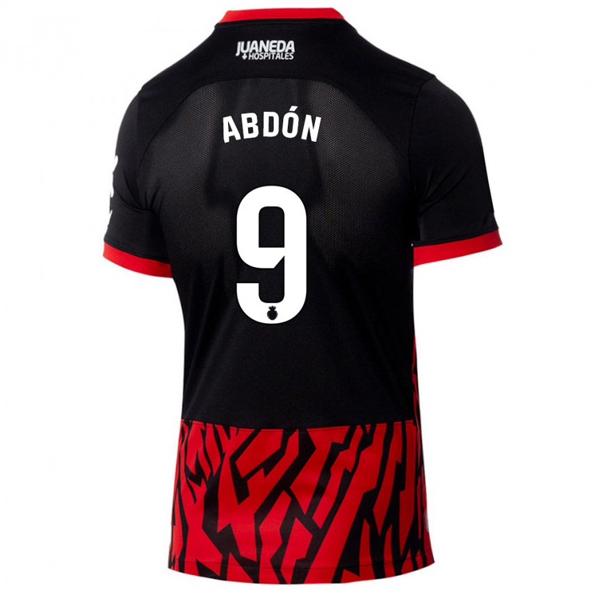 Børn Abdón Prats #9 Sort Rød Hjemmebane Spillertrøjer 2024/25 Trøje T-Shirt