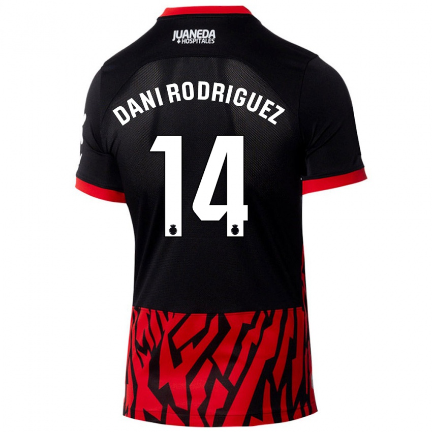 Børn Dani Rodríguez #14 Sort Rød Hjemmebane Spillertrøjer 2024/25 Trøje T-Shirt