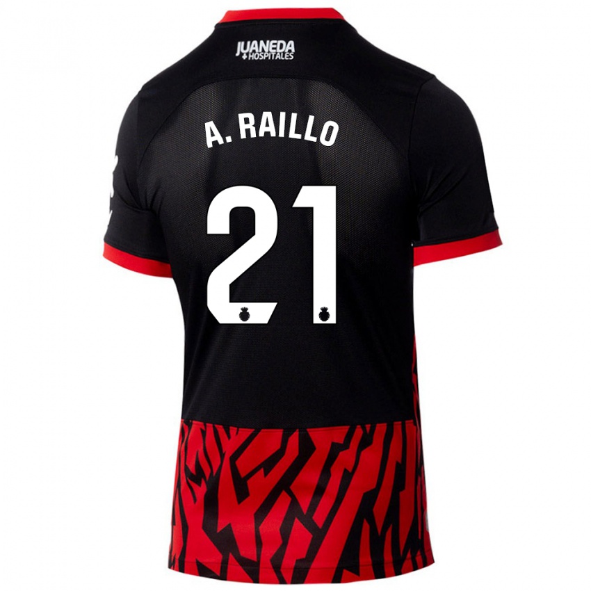 Børn Antonio Raíllo #21 Sort Rød Hjemmebane Spillertrøjer 2024/25 Trøje T-Shirt