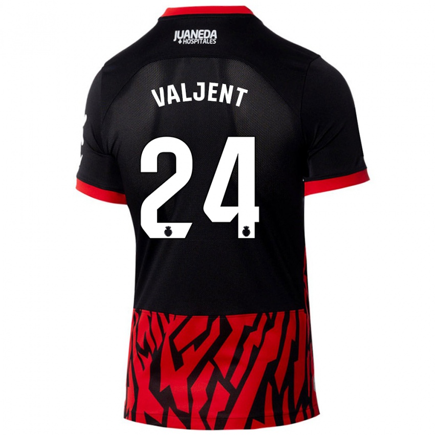 Børn Martin Valjent #24 Sort Rød Hjemmebane Spillertrøjer 2024/25 Trøje T-Shirt