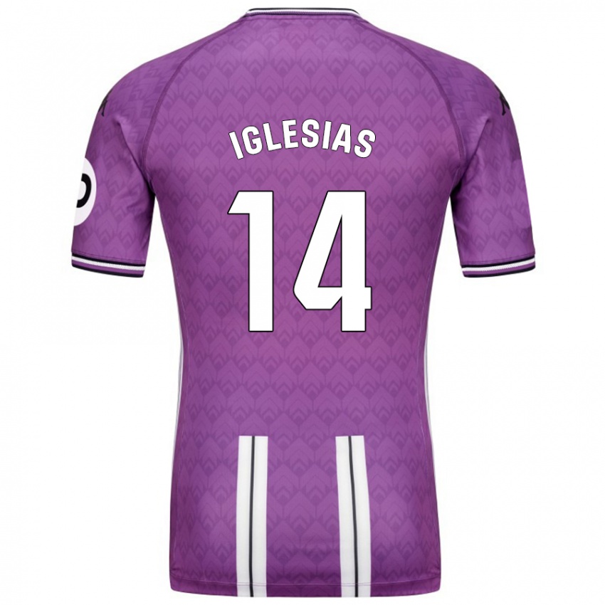 Børn Koke Iglesias #14 Lilla Hvid Hjemmebane Spillertrøjer 2024/25 Trøje T-Shirt