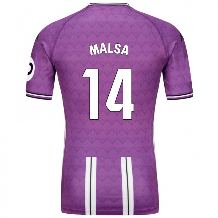 Børn Mickaël Malsa #14 Lilla Hvid Hjemmebane Spillertrøjer 2024/25 Trøje T-Shirt