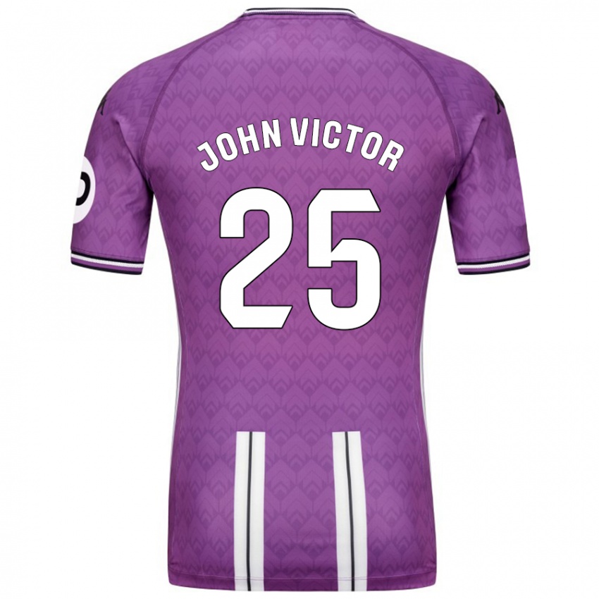 Børn John Victor #25 Lilla Hvid Hjemmebane Spillertrøjer 2024/25 Trøje T-Shirt