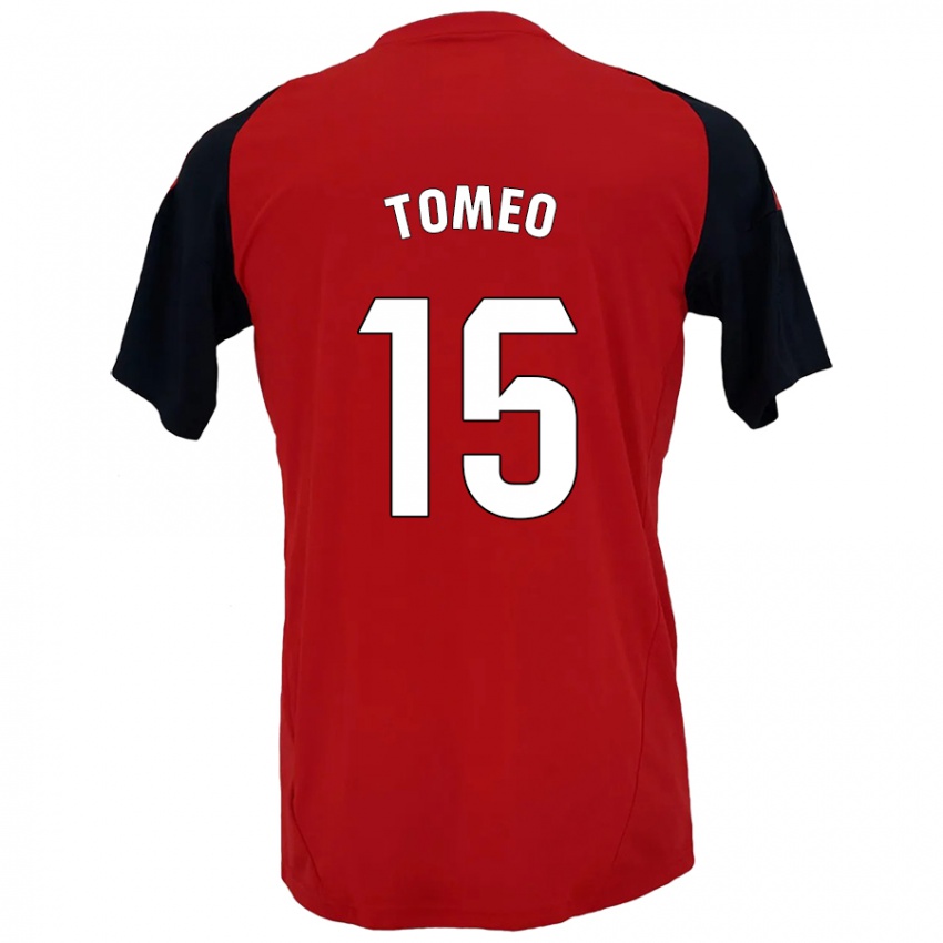 Børn Pablo Tomeo #15 Rød Sort Hjemmebane Spillertrøjer 2024/25 Trøje T-Shirt