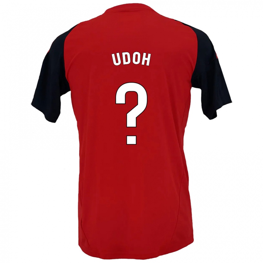 Børn Isaac Udoh #0 Rød Sort Hjemmebane Spillertrøjer 2024/25 Trøje T-Shirt