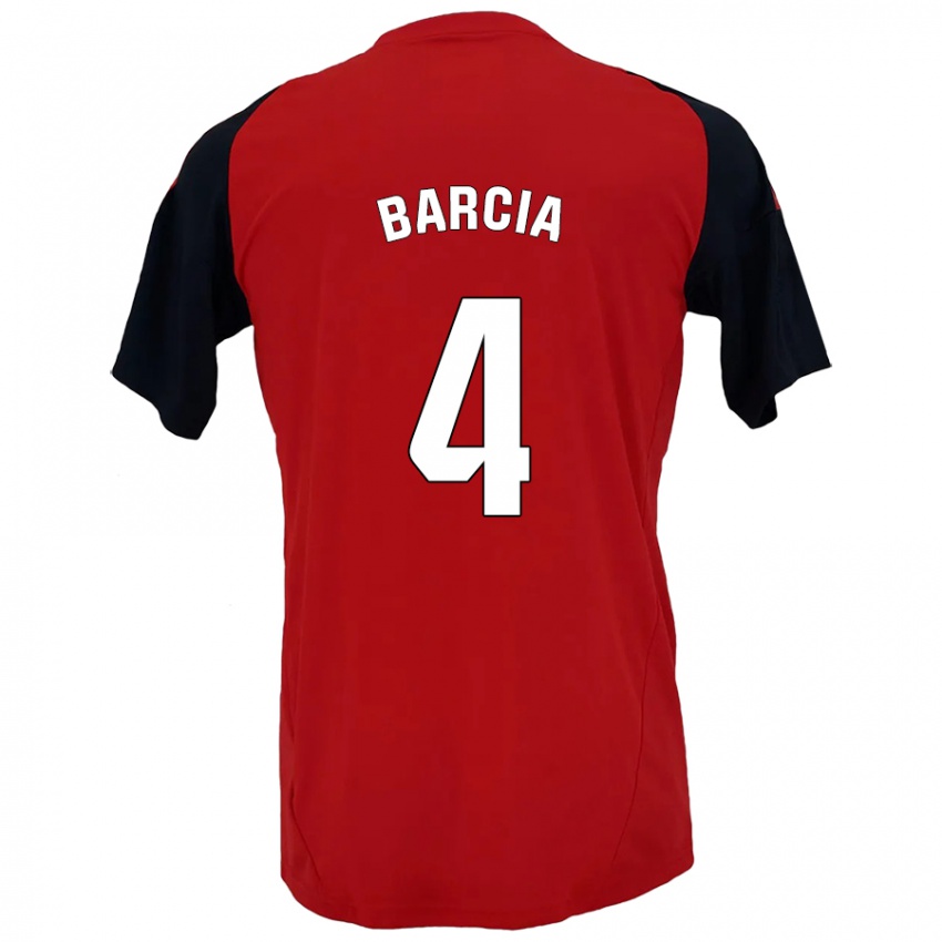 Børn Sergio Barcia #4 Rød Sort Hjemmebane Spillertrøjer 2024/25 Trøje T-Shirt