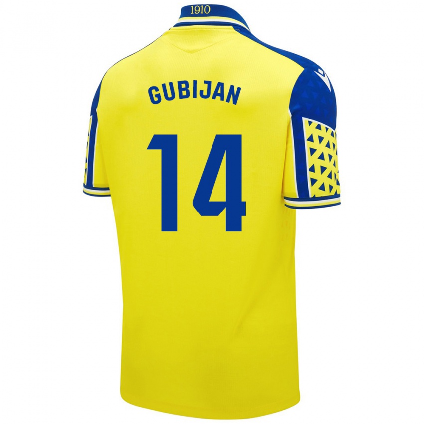 Børn Lovro Gubijan #14 Gul Blå Hjemmebane Spillertrøjer 2024/25 Trøje T-Shirt