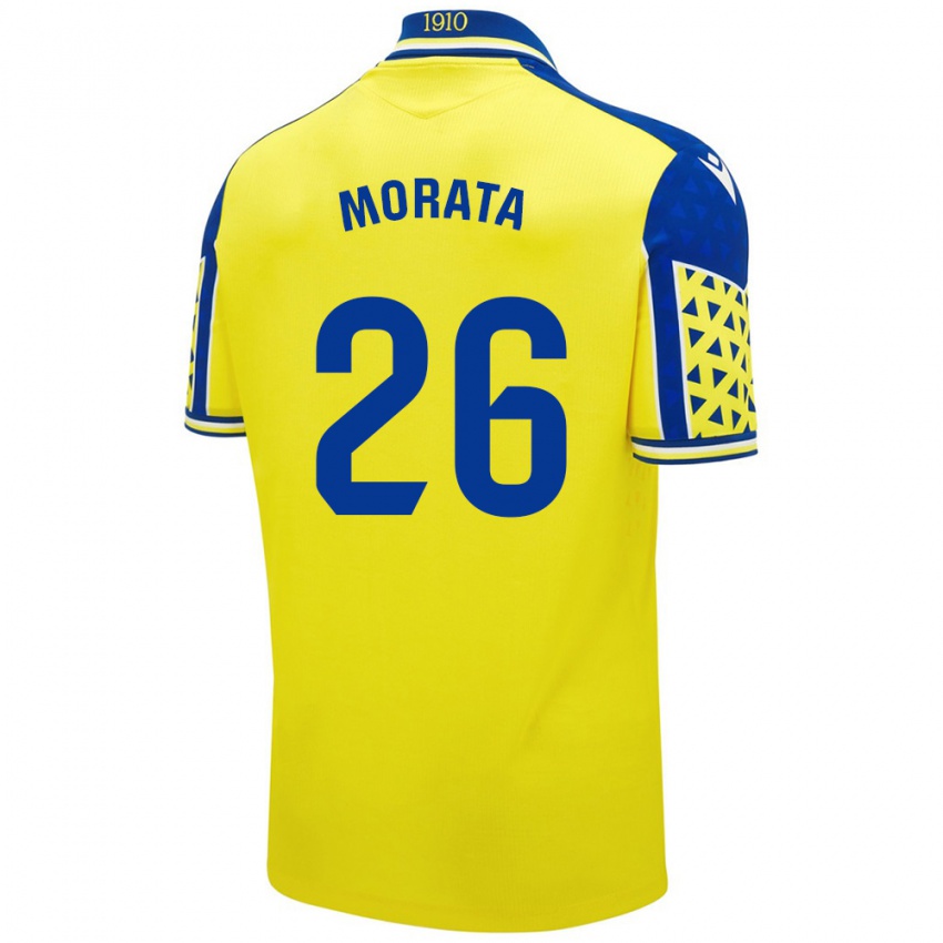 Børn Álex Morata #26 Gul Blå Hjemmebane Spillertrøjer 2024/25 Trøje T-Shirt