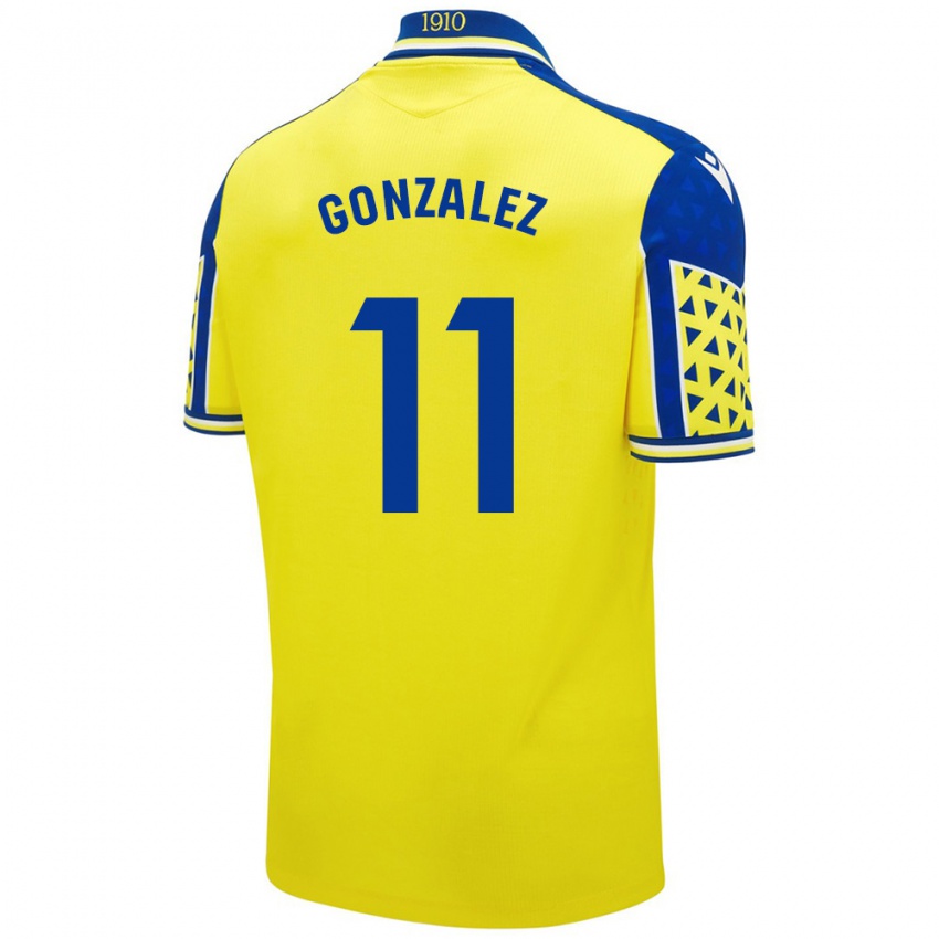 Børn Chus González #11 Gul Blå Hjemmebane Spillertrøjer 2024/25 Trøje T-Shirt