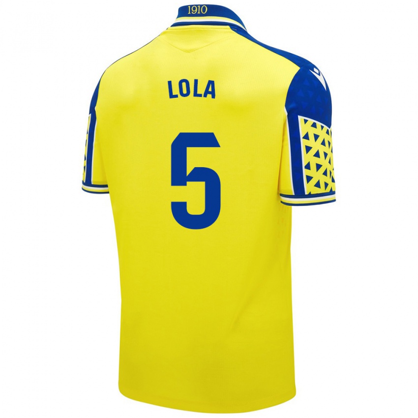 Børn María Dolores Morón Cebada #5 Gul Blå Hjemmebane Spillertrøjer 2024/25 Trøje T-Shirt