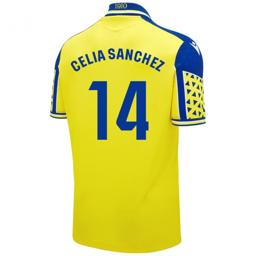 Børn Celia Sánchez García #14 Gul Blå Hjemmebane Spillertrøjer 2024/25 Trøje T-Shirt