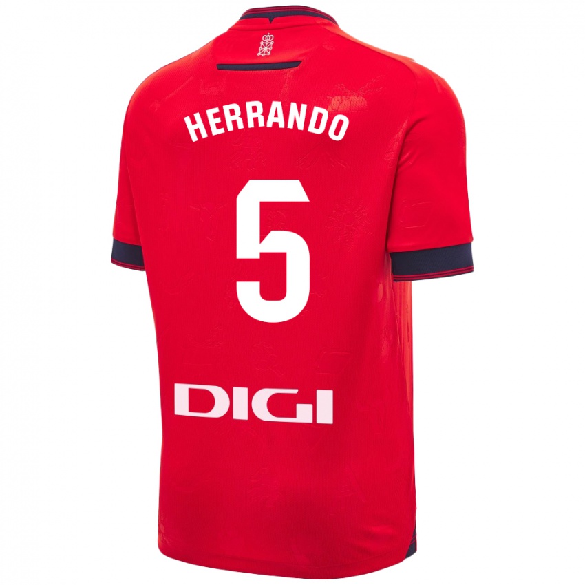 Børn Jorge Herrando #5 Rød Hvid Hjemmebane Spillertrøjer 2024/25 Trøje T-Shirt