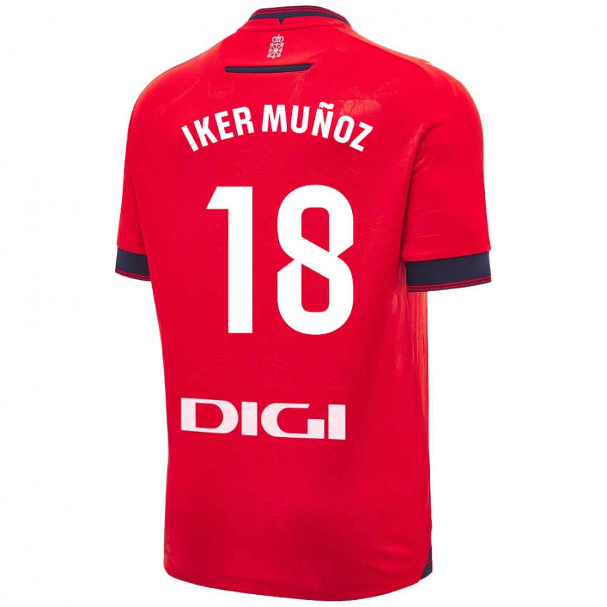 Børn Iker Muñoz #18 Rød Hvid Hjemmebane Spillertrøjer 2024/25 Trøje T-Shirt