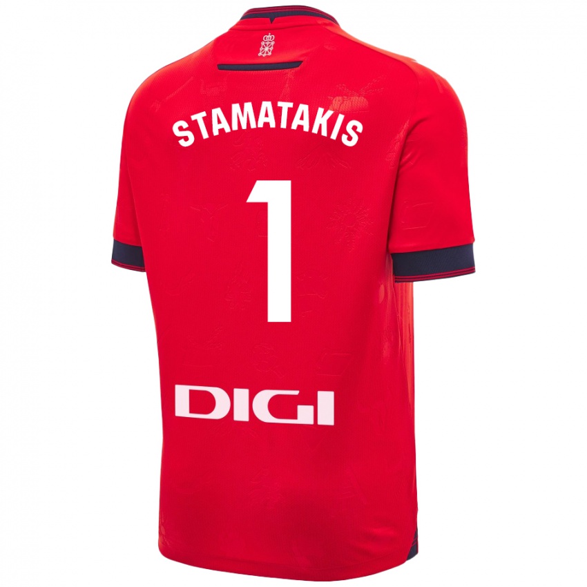 Børn Dimitrios Stamatakis #1 Rød Hvid Hjemmebane Spillertrøjer 2024/25 Trøje T-Shirt