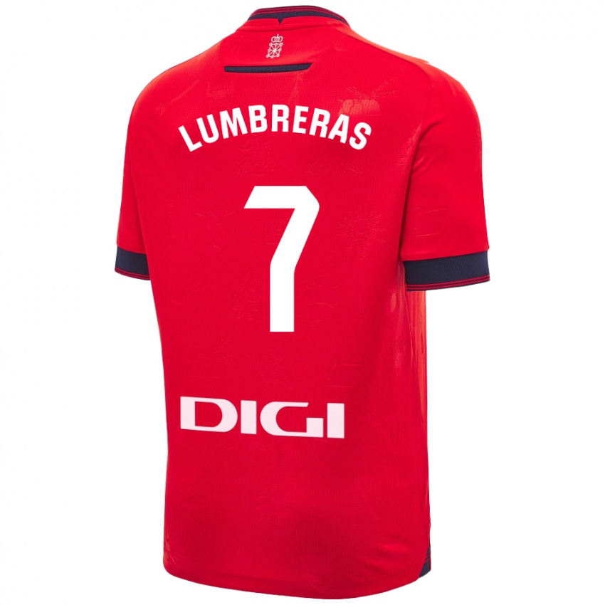 Børn Carlos Lumbreras #7 Rød Hvid Hjemmebane Spillertrøjer 2024/25 Trøje T-Shirt