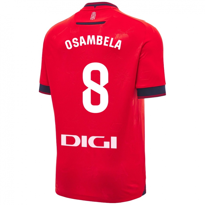 Børn Asier Osambela #8 Rød Hvid Hjemmebane Spillertrøjer 2024/25 Trøje T-Shirt