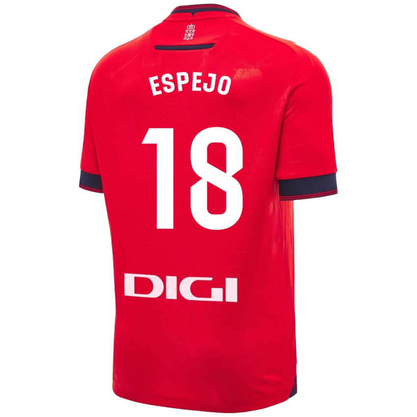 Børn Diego Espejo #18 Rød Hvid Hjemmebane Spillertrøjer 2024/25 Trøje T-Shirt