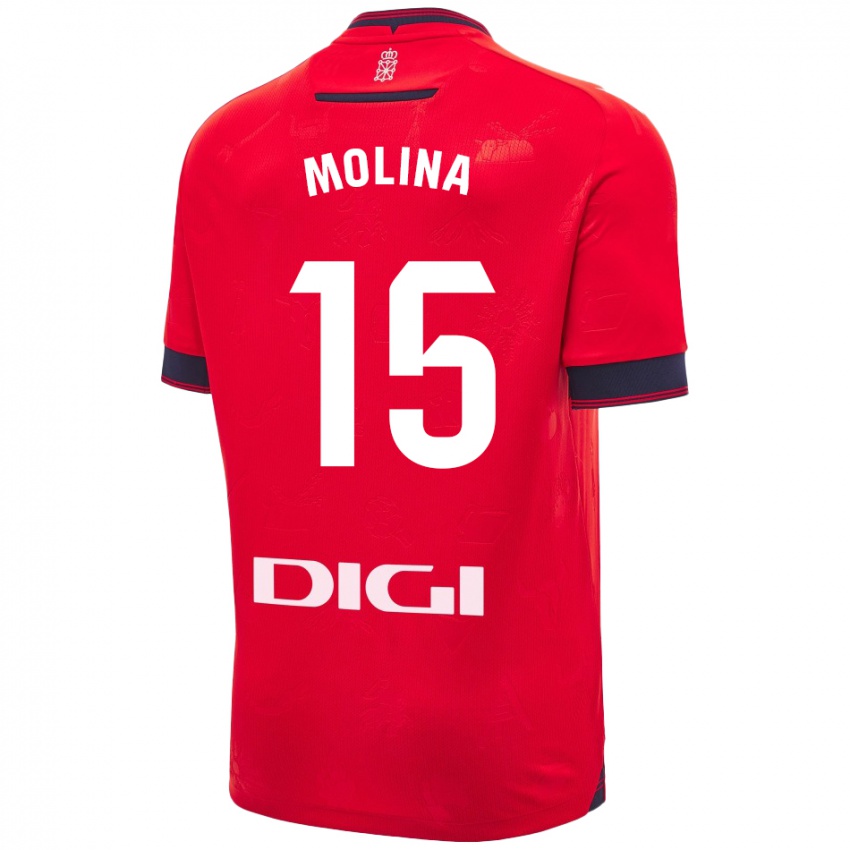 Børn Guillem Molina #15 Rød Hvid Hjemmebane Spillertrøjer 2024/25 Trøje T-Shirt