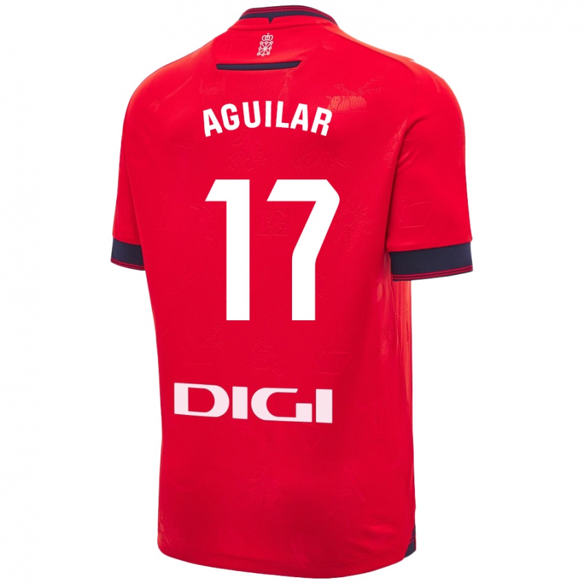 Børn Eneko Aguilar #17 Rød Hvid Hjemmebane Spillertrøjer 2024/25 Trøje T-Shirt