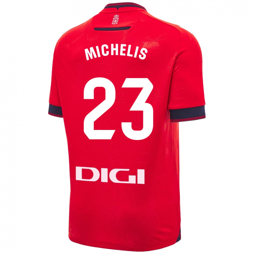 Børn Nikolaos Michelis #23 Rød Hvid Hjemmebane Spillertrøjer 2024/25 Trøje T-Shirt