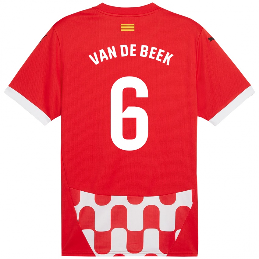 Børn Donny Van De Beek #6 Rød Hvid Hjemmebane Spillertrøjer 2024/25 Trøje T-Shirt