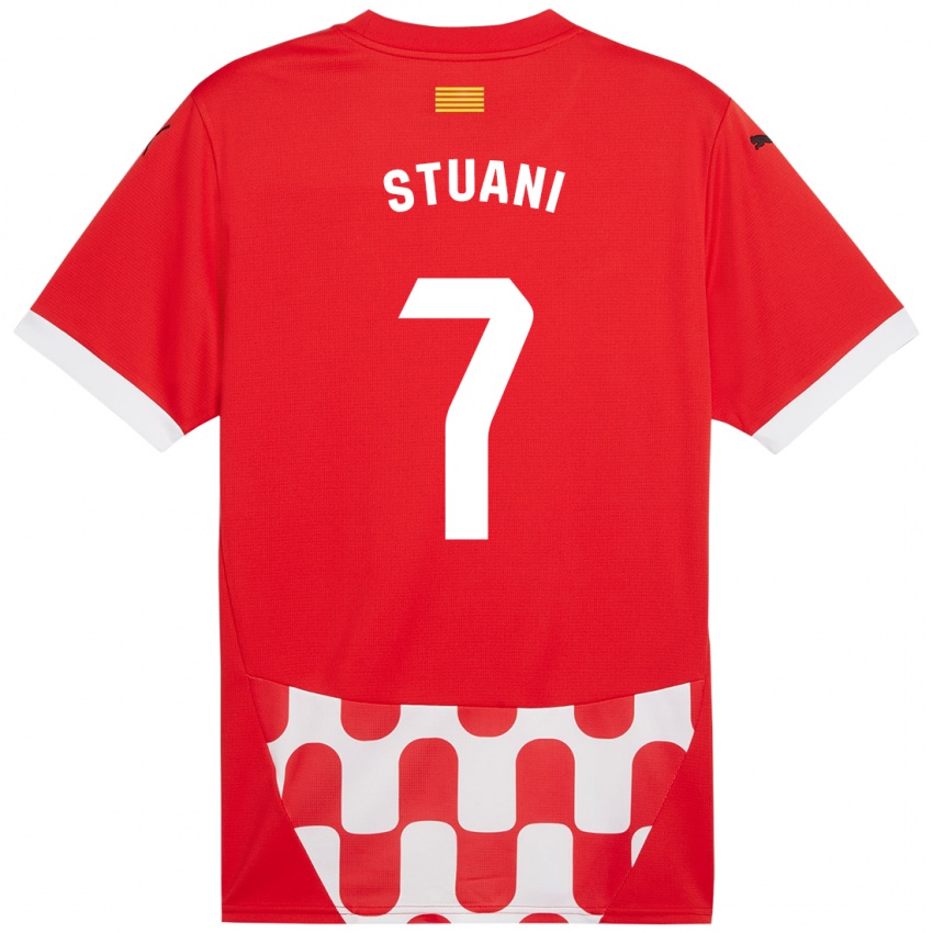 Børn Cristhian Stuani #7 Rød Hvid Hjemmebane Spillertrøjer 2024/25 Trøje T-Shirt