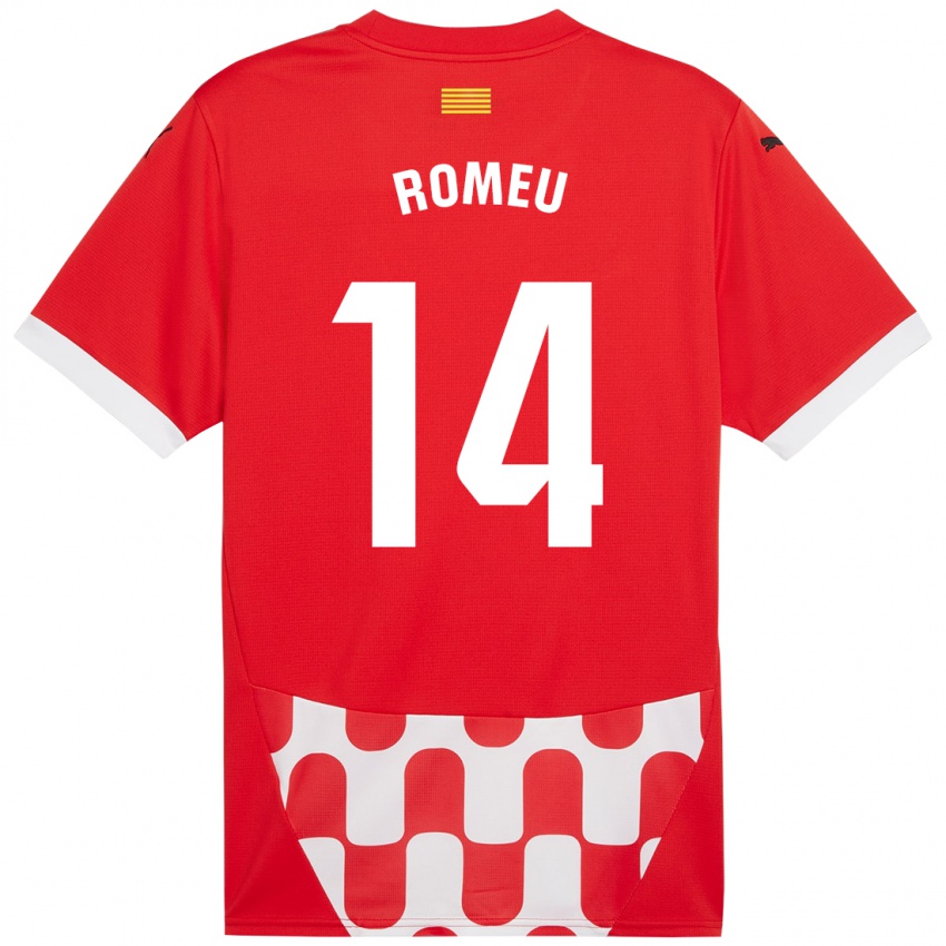 Børn Oriol Romeu #14 Rød Hvid Hjemmebane Spillertrøjer 2024/25 Trøje T-Shirt