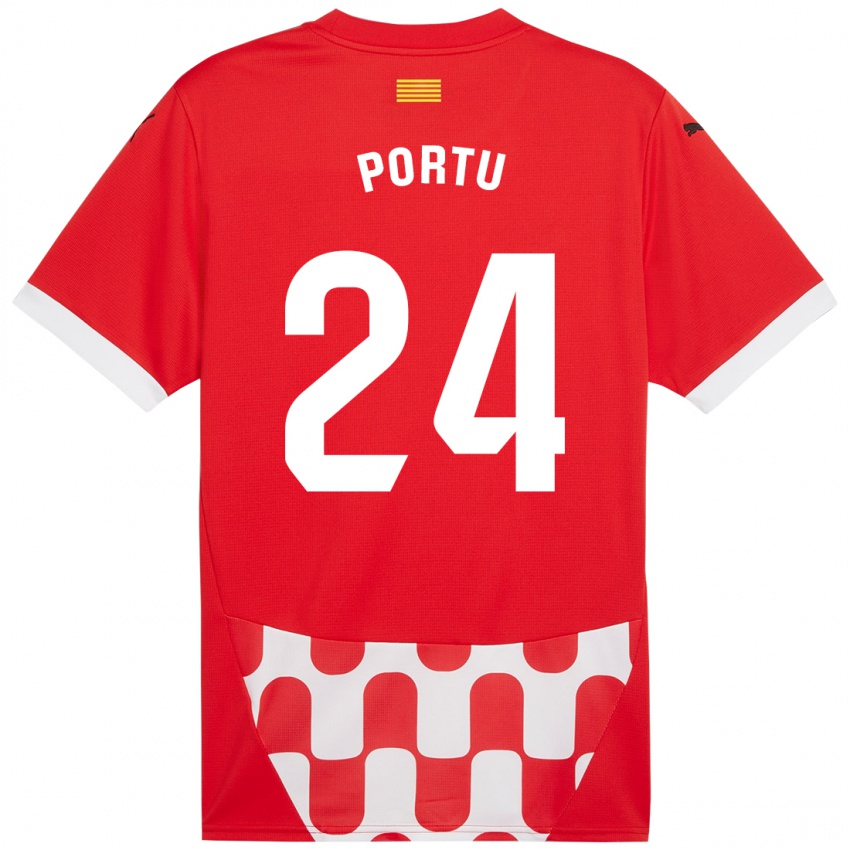 Børn Portu #24 Rød Hvid Hjemmebane Spillertrøjer 2024/25 Trøje T-Shirt