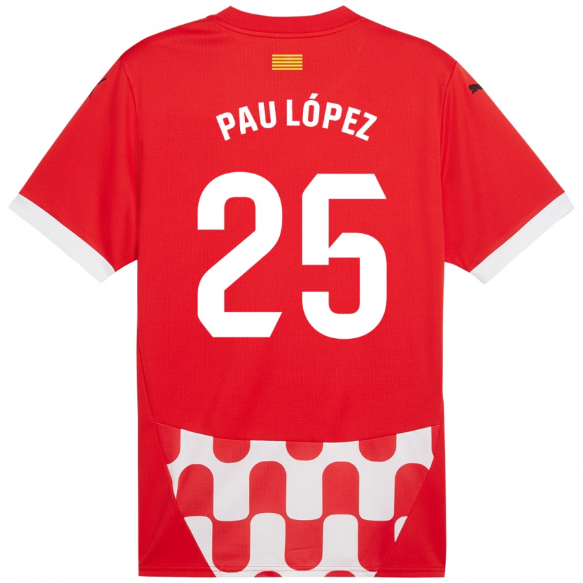 Børn Pau Lopez #25 Rød Hvid Hjemmebane Spillertrøjer 2024/25 Trøje T-Shirt