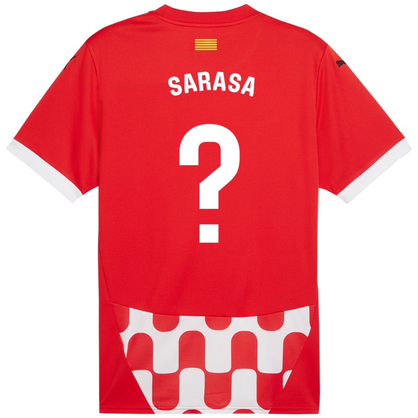 Børn Javier Sarasa #0 Rød Hvid Hjemmebane Spillertrøjer 2024/25 Trøje T-Shirt