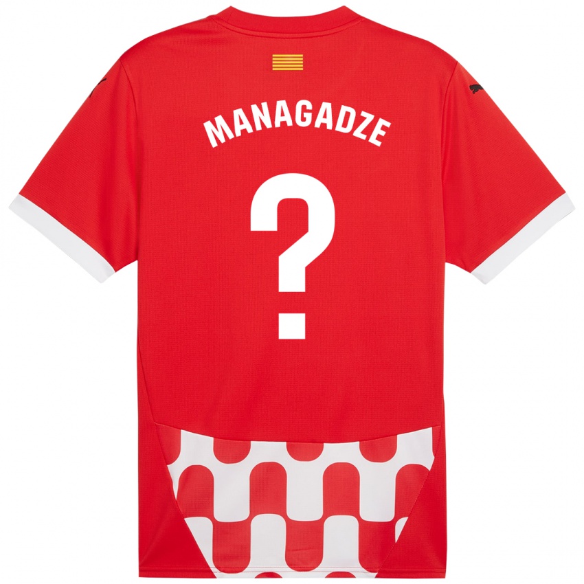 Børn Luka Managadze #0 Rød Hvid Hjemmebane Spillertrøjer 2024/25 Trøje T-Shirt