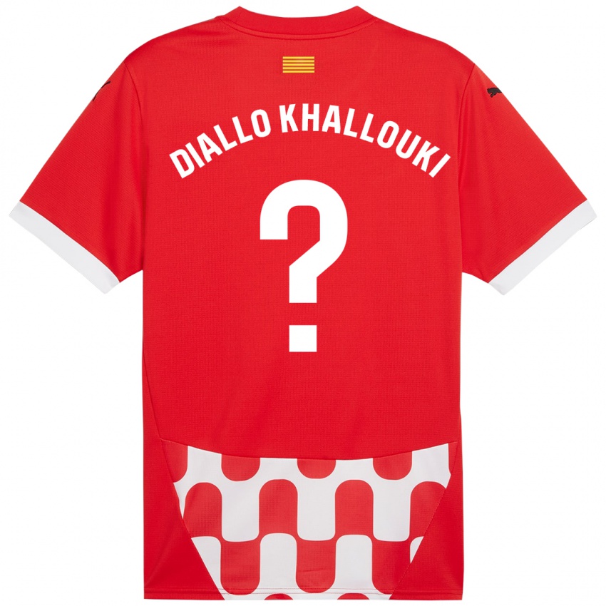 Børn Siaka Diallo Khallouki #0 Rød Hvid Hjemmebane Spillertrøjer 2024/25 Trøje T-Shirt