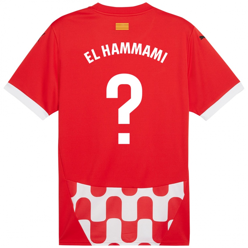 Børn Ayoub El Hammami #0 Rød Hvid Hjemmebane Spillertrøjer 2024/25 Trøje T-Shirt