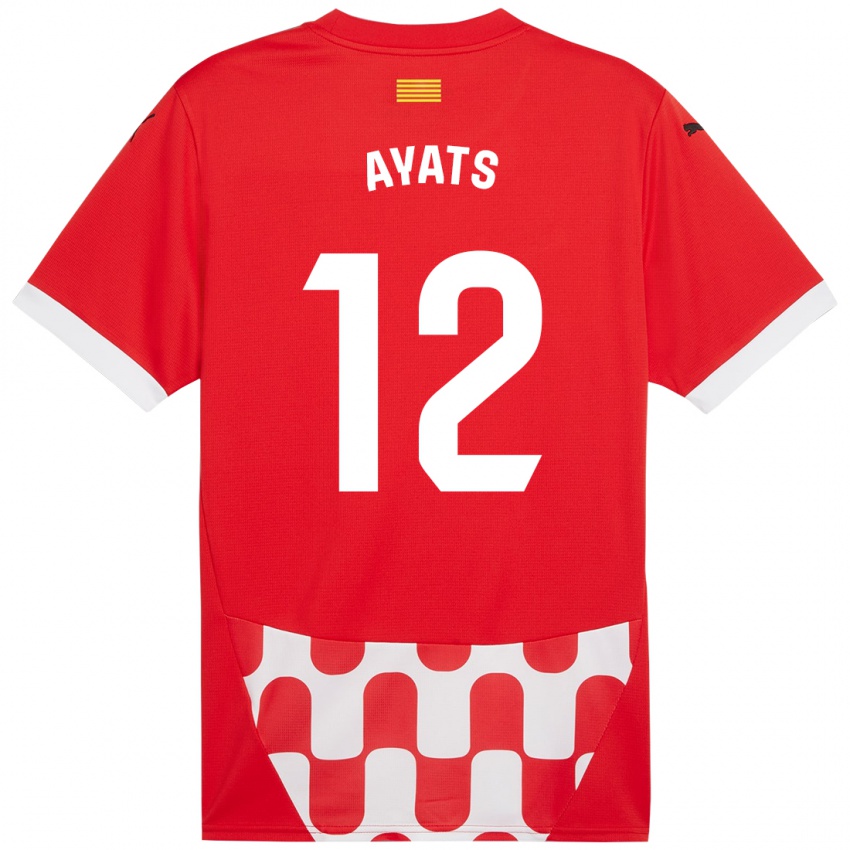 Børn Mònica Ayats #12 Rød Hvid Hjemmebane Spillertrøjer 2024/25 Trøje T-Shirt