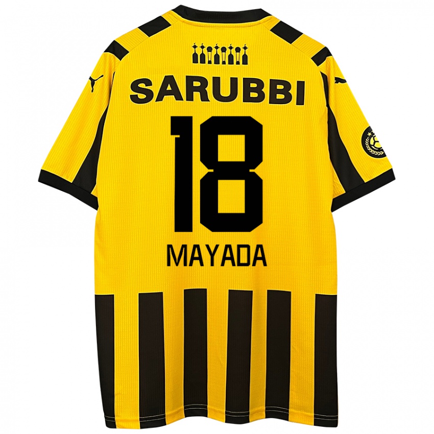 Børn Camilo Mayada #18 Gul Sort Hjemmebane Spillertrøjer 2024/25 Trøje T-Shirt