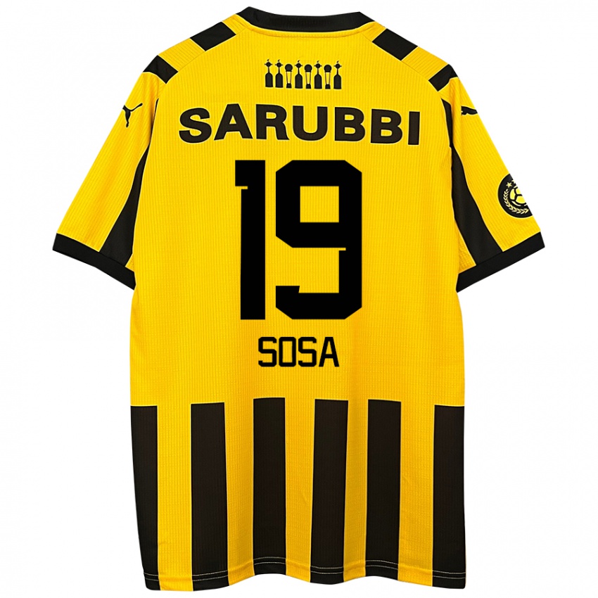 Børn Diego Sosa #19 Gul Sort Hjemmebane Spillertrøjer 2024/25 Trøje T-Shirt