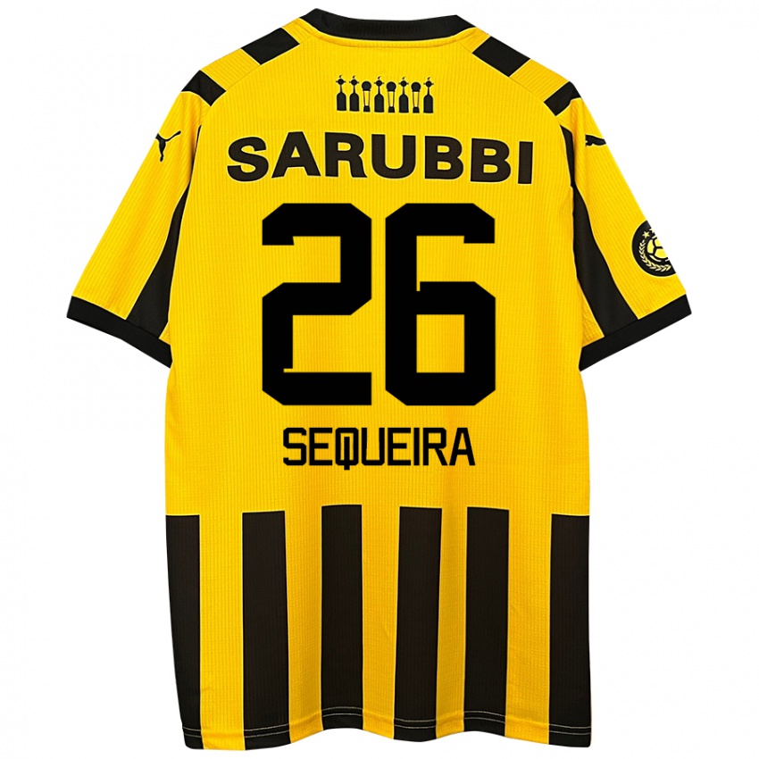 Børn Leonardo Sequeira #26 Gul Sort Hjemmebane Spillertrøjer 2024/25 Trøje T-Shirt