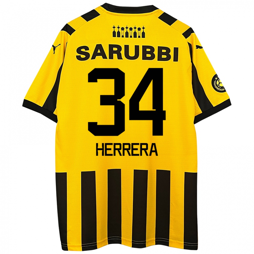 Børn Nahuel Herrera #34 Gul Sort Hjemmebane Spillertrøjer 2024/25 Trøje T-Shirt