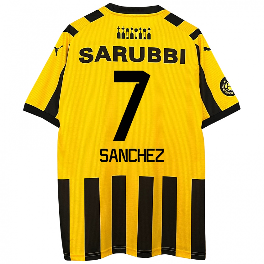 Børn Carlos Sánchez #7 Gul Sort Hjemmebane Spillertrøjer 2024/25 Trøje T-Shirt