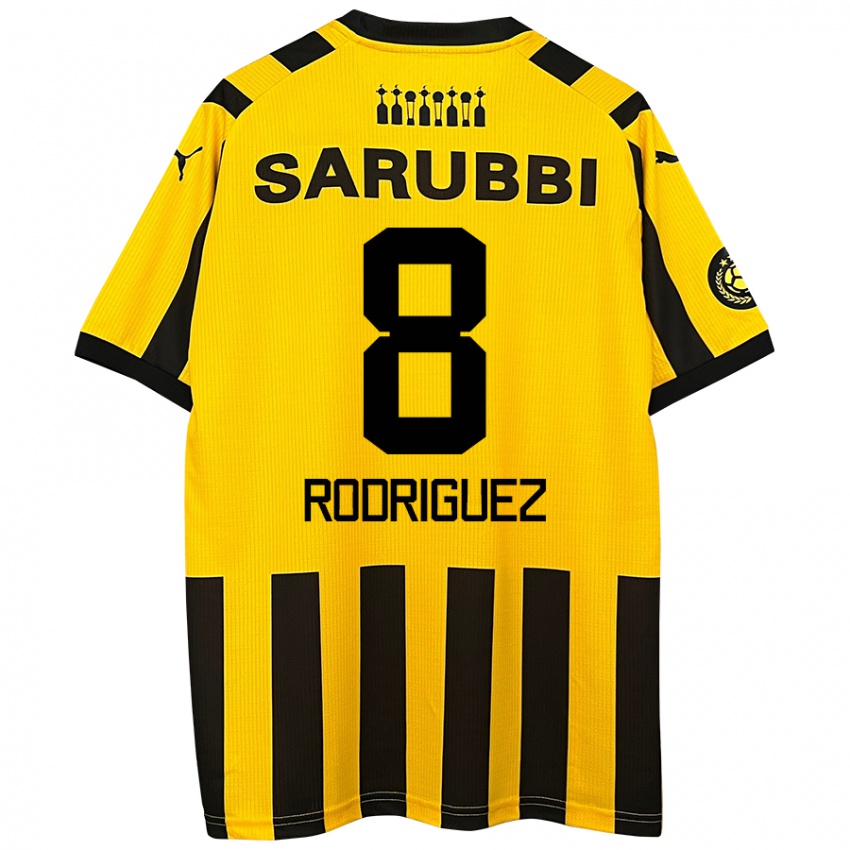 Børn Sebastián Rodríguez #8 Gul Sort Hjemmebane Spillertrøjer 2024/25 Trøje T-Shirt