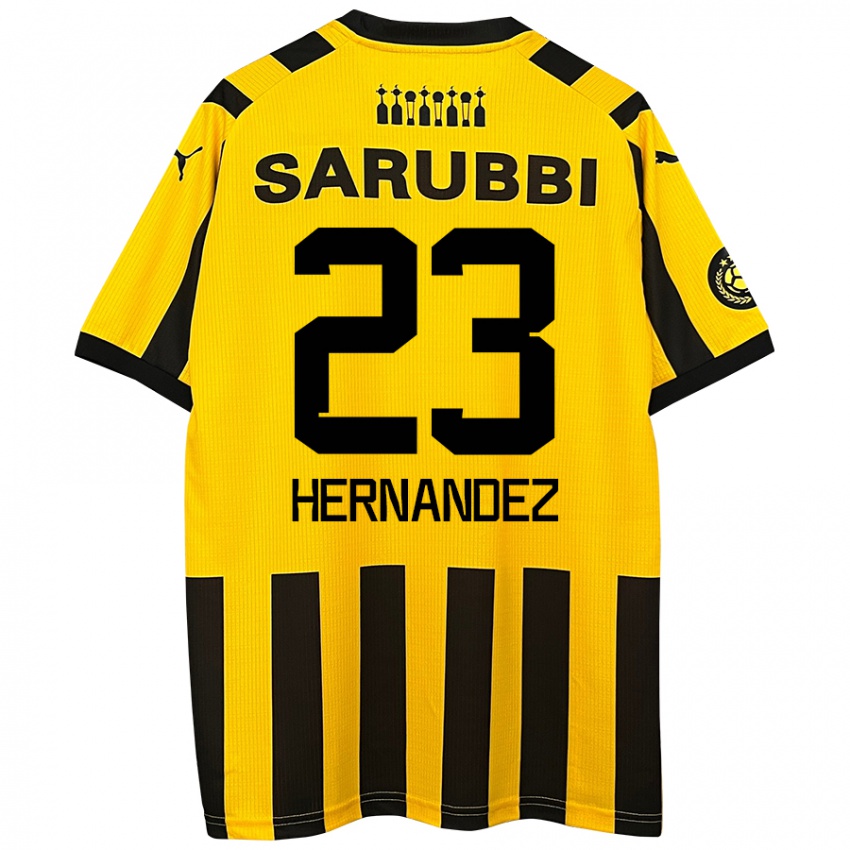 Børn Abel Hernández #23 Gul Sort Hjemmebane Spillertrøjer 2024/25 Trøje T-Shirt