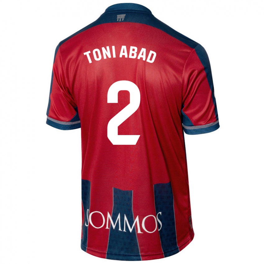 Børn Toni Abad #2 Rød Blå Hjemmebane Spillertrøjer 2024/25 Trøje T-Shirt