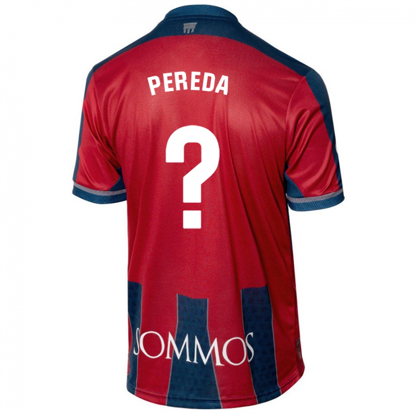 Børn Adrián Pereda #0 Rød Blå Hjemmebane Spillertrøjer 2024/25 Trøje T-Shirt