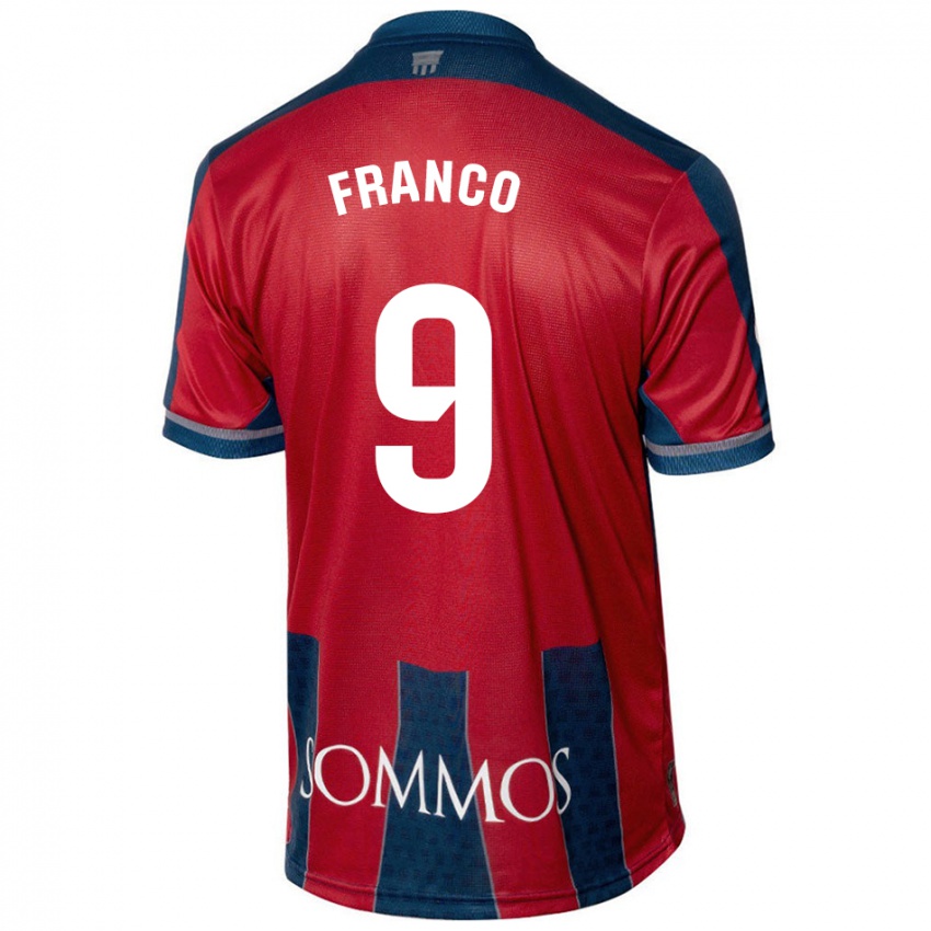 Børn Santi Franco #9 Rød Blå Hjemmebane Spillertrøjer 2024/25 Trøje T-Shirt