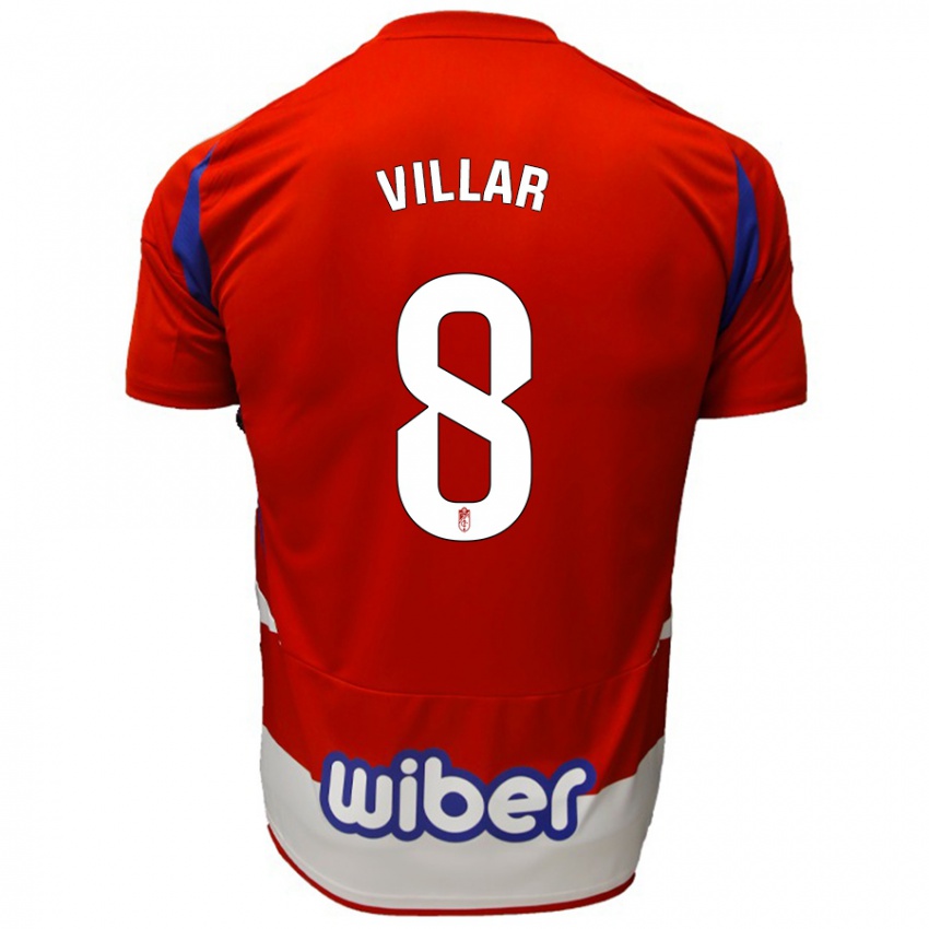 Børn Gonzalo Villar #8 Rød Hvid Blå Hjemmebane Spillertrøjer 2024/25 Trøje T-Shirt