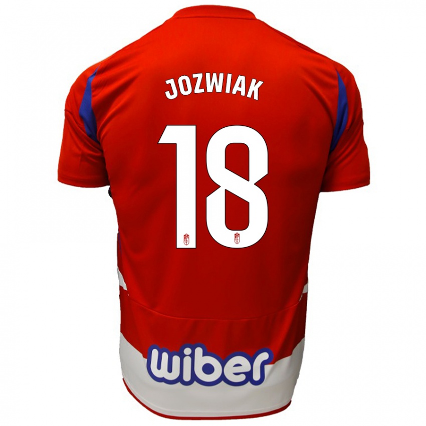 Børn Kamil Józwiak #18 Rød Hvid Blå Hjemmebane Spillertrøjer 2024/25 Trøje T-Shirt