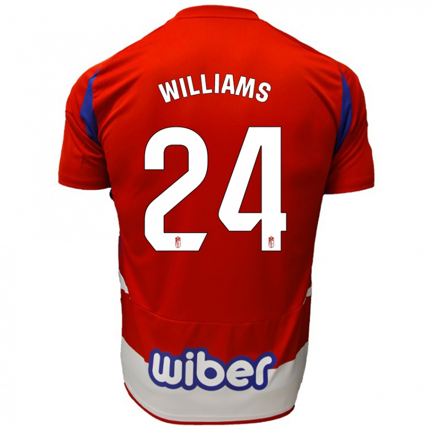 Børn Loïc Williams #24 Rød Hvid Blå Hjemmebane Spillertrøjer 2024/25 Trøje T-Shirt