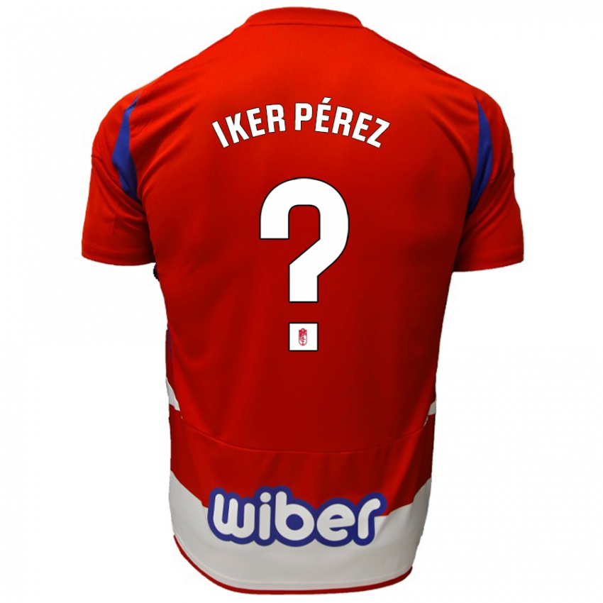 Børn Iker Pérez #0 Rød Hvid Blå Hjemmebane Spillertrøjer 2024/25 Trøje T-Shirt