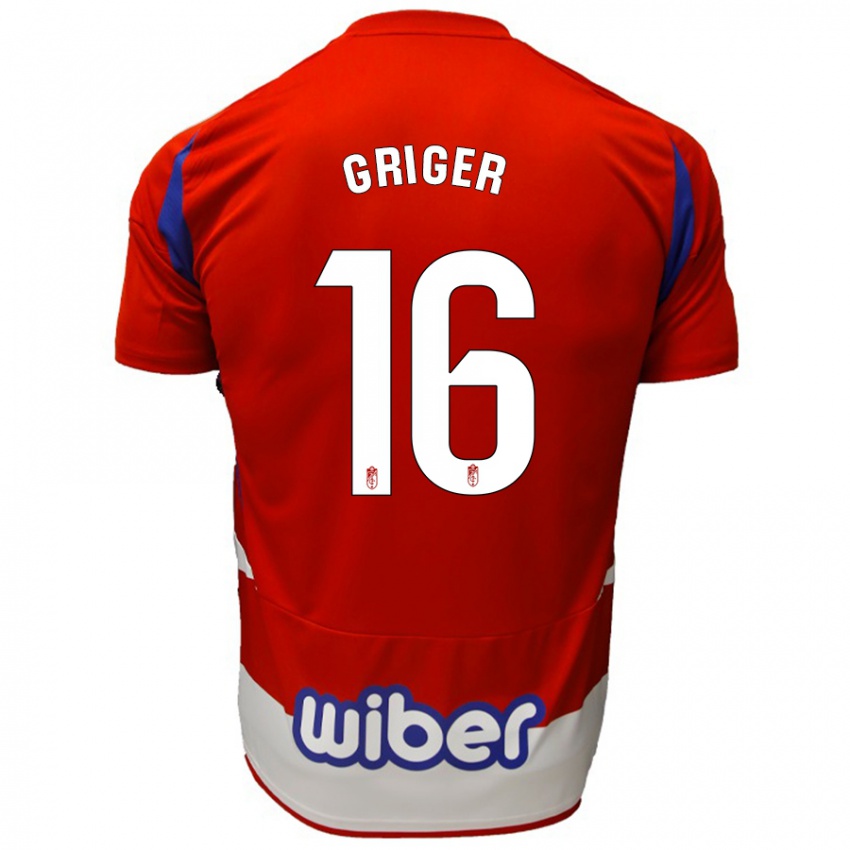 Børn Adam Griger #16 Rød Hvid Blå Hjemmebane Spillertrøjer 2024/25 Trøje T-Shirt