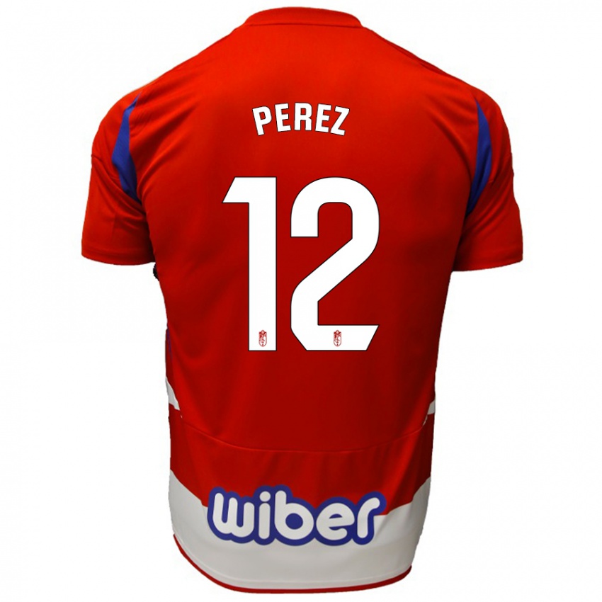 Børn Alba Pérez #12 Rød Hvid Blå Hjemmebane Spillertrøjer 2024/25 Trøje T-Shirt